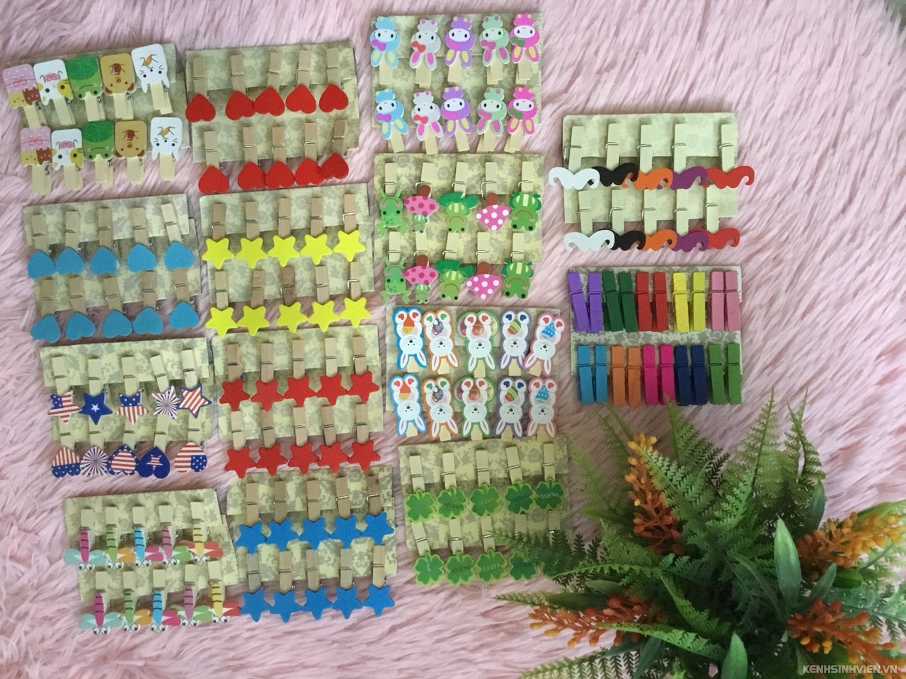 Kẹp gỗ kẹp ảnh trang trí, vòng gỗ dán tường - 4