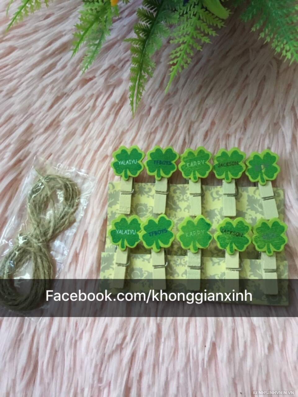 Kẹp gỗ kẹp ảnh trang trí, vòng gỗ dán tường - 5